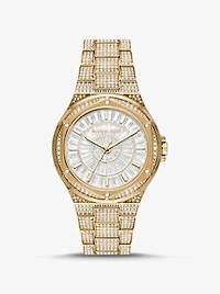 Montre Lennox surdimensionnée dorée à pavé