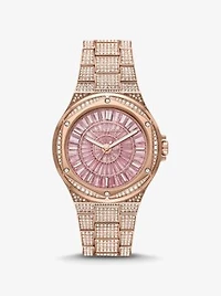 Montre Lennox surdimensionnée de ton or rose à pavé