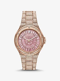 Montre Lennox surdimensionnée de ton or rose à pavé