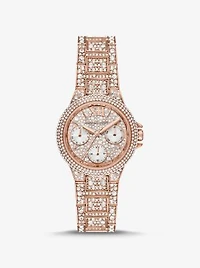 Montre Camille miniature de ton or rose à pavé