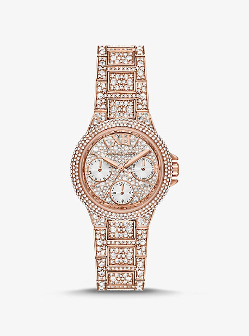 Montre Camille miniature de ton or rose à pavé
