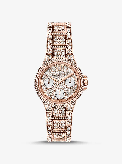 Montre Camille miniature de ton or rose à pavé