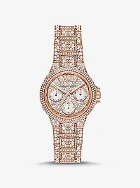 Montre Camille miniature de ton or rose à pavé