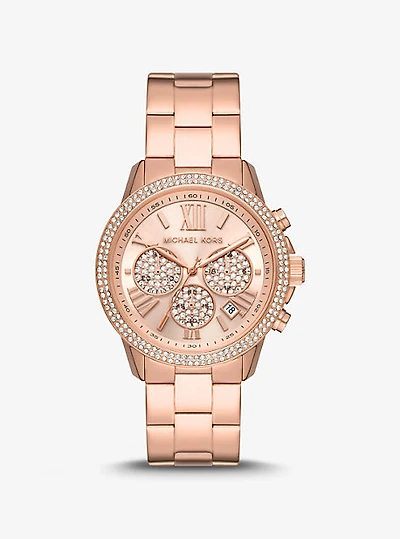 Oversized Bryn Pavé Rose Gold-Tone Watch