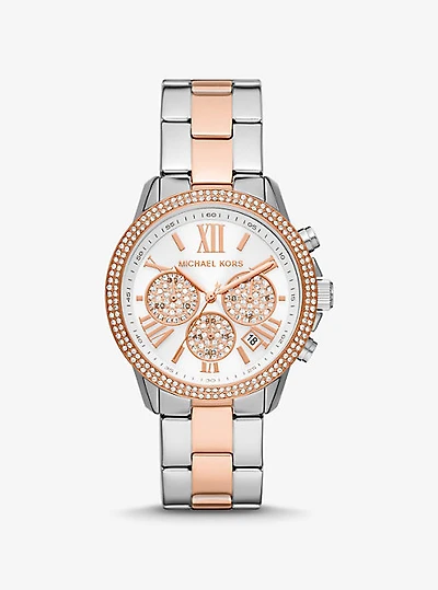 Oversized Bryn Pavé Two-Tone Watch
