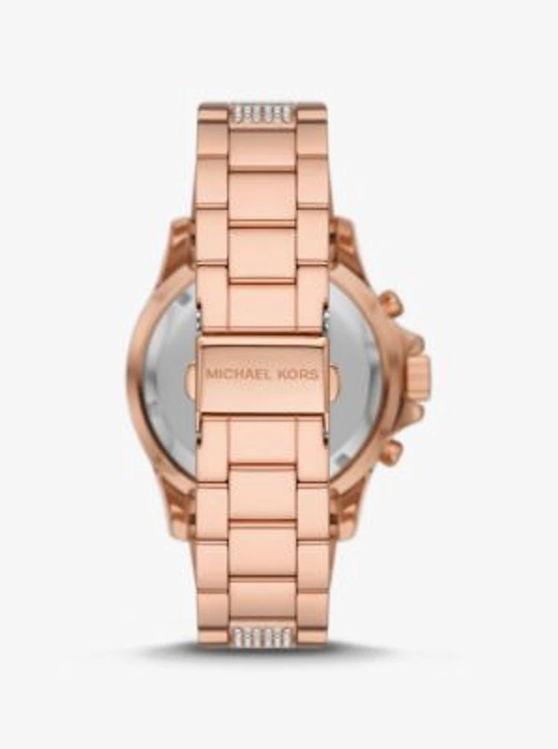 Montre Everest surdimensionnée de ton or rose à pavé