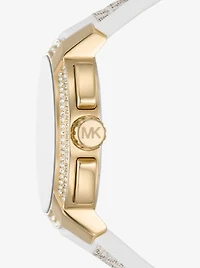 Montre Sydney surdimensionnée dorée à pavé et à logo