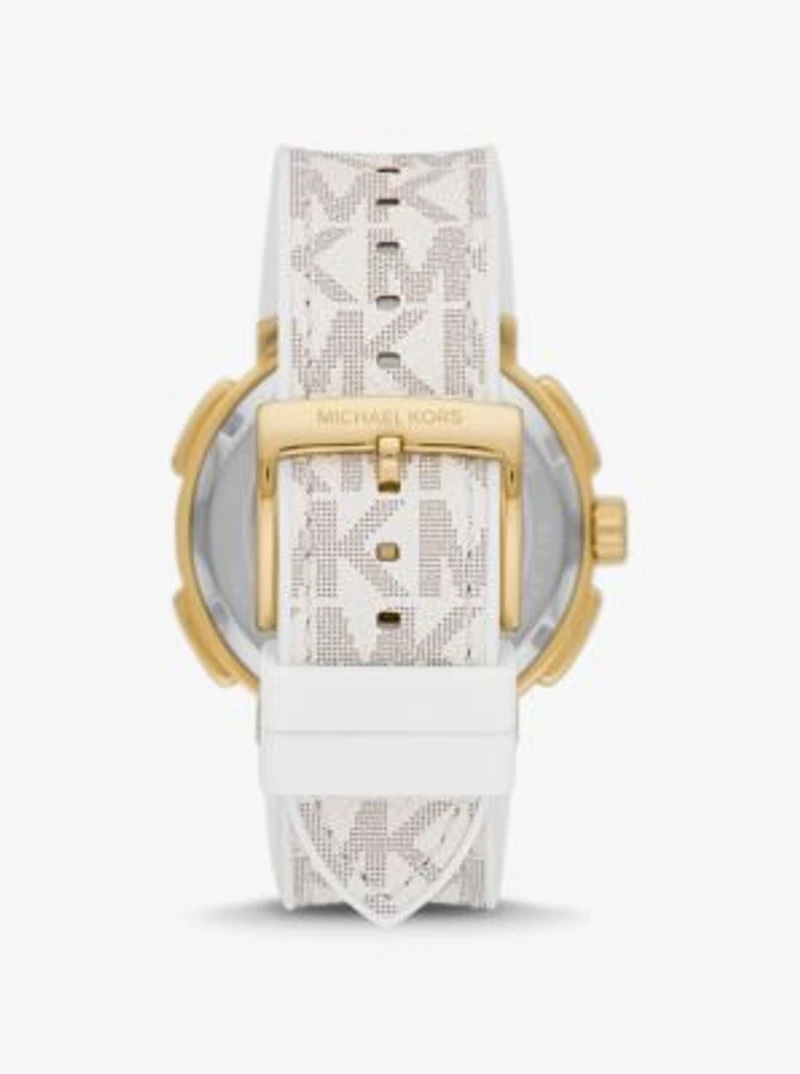 Montre Sydney surdimensionnée dorée à pavé et à logo