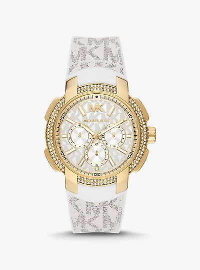Oversized Sydney Pavé Gold-Tone and Logo Watch