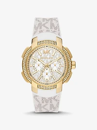 Montre Sydney surdimensionnée dorée à pavé et à logo