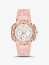 Montre Sydney surdimensionnée de ton or rose à pavé et à logo