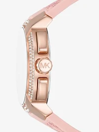 Montre Sydney surdimensionnée de ton or rose à pavé et à logo