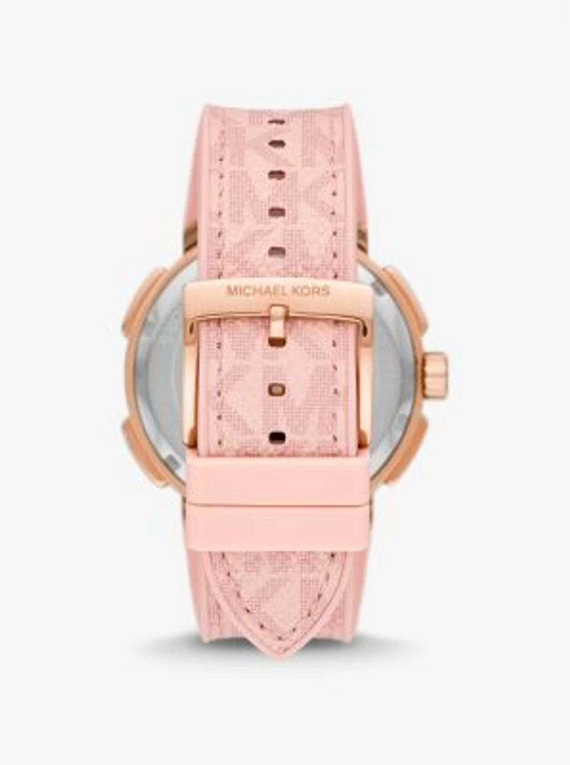 Montre Sydney surdimensionnée de ton or rose à pavé et à logo