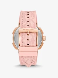 Montre Sydney surdimensionnée de ton or rose à pavé et à logo