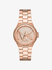 Lennox Pavé Logo Rose Gold-Tone Watch