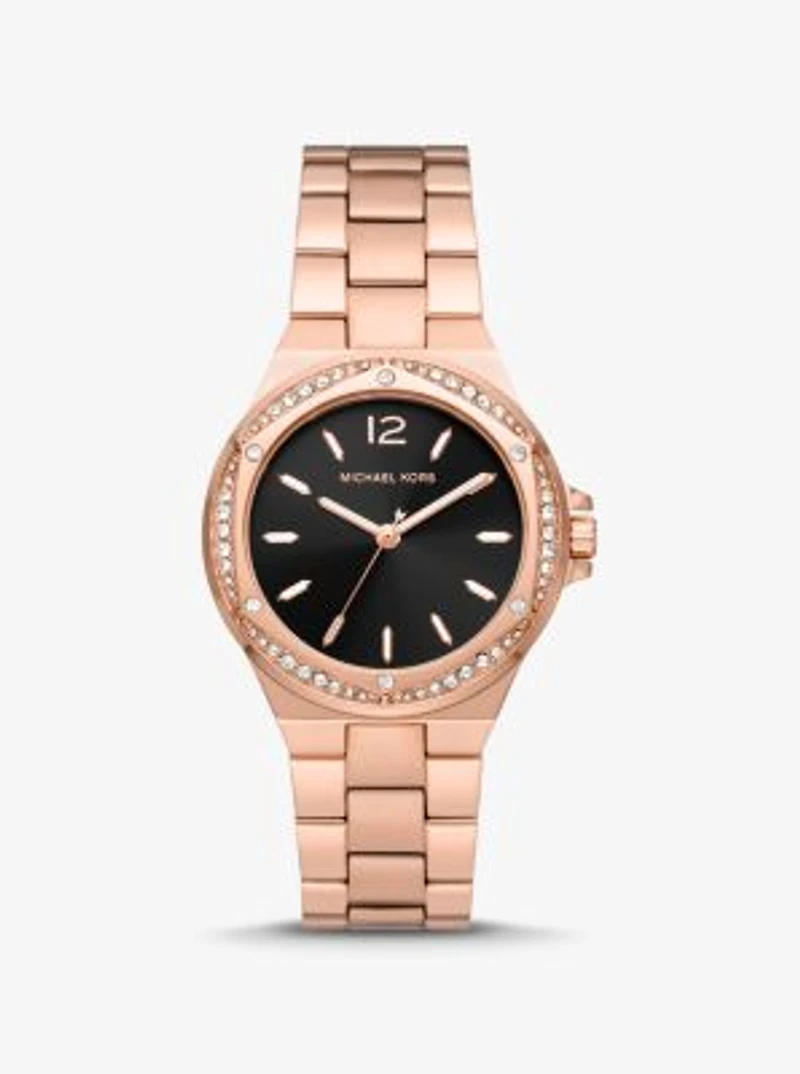 Montre Lennox de ton or rose à pavé