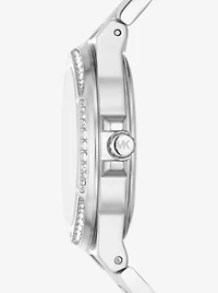 Montre Lennox argentée à logo et à pavé