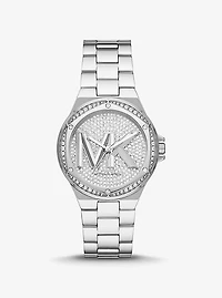 Montre Lennox argentée à logo et à pavé