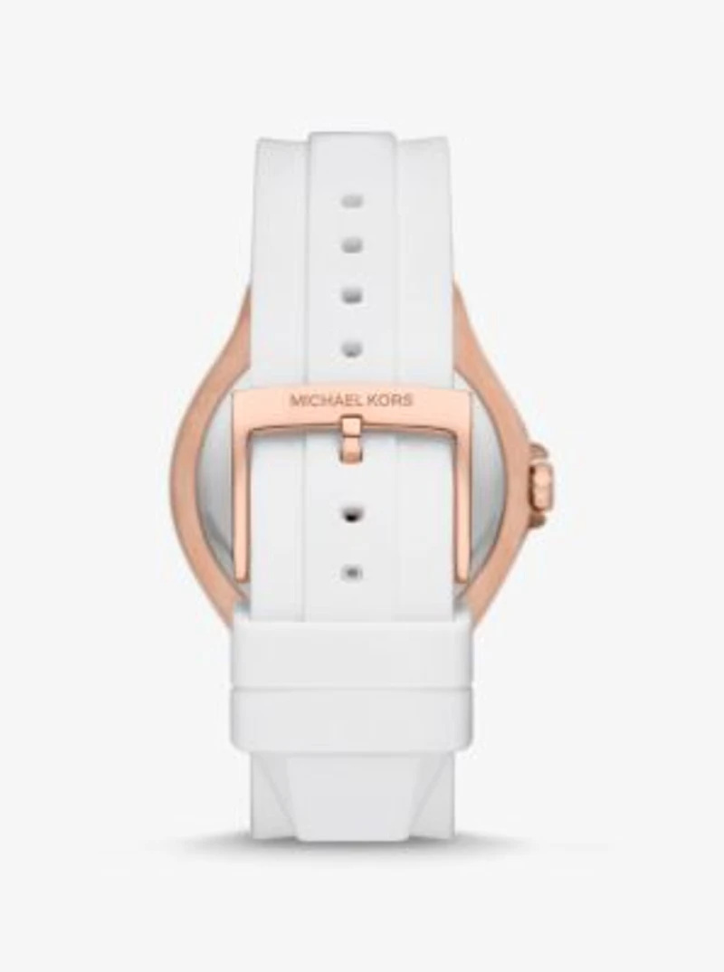 Montre Lennox surdimensionnée de ton or rose à pavé et à bracelet en silicone