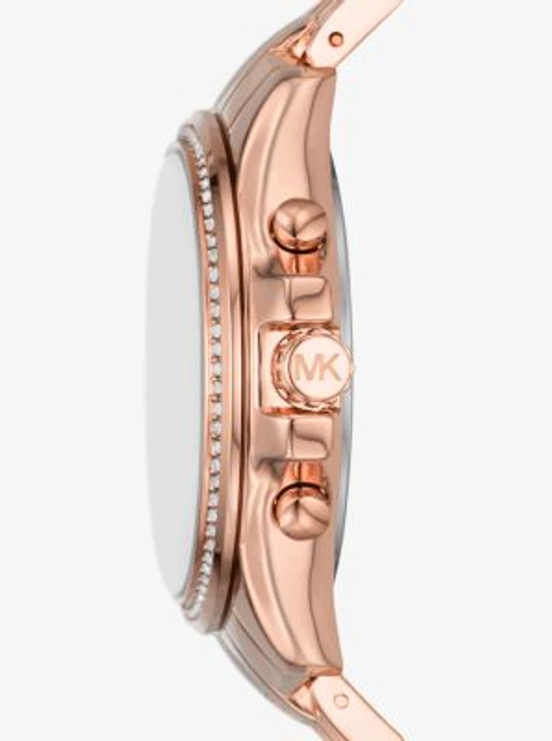 Montre Pilot surdimensionnée de ton or rose à pavé