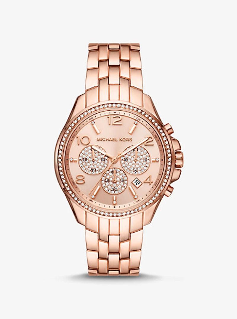 Oversized Pilot Pavé Rose Gold-Tone Watch