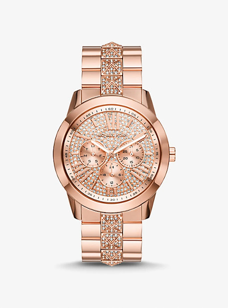 Montre Bryn surdimensionnée de ton or rose à pavé
