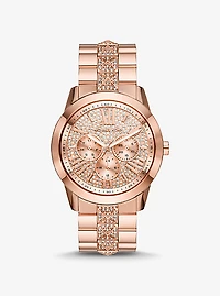 Montre Bryn surdimensionnée de ton or rose à pavé
