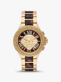 Oversized Camille Pavé Gold-Tone and Tortoiseshell Acetate Watch