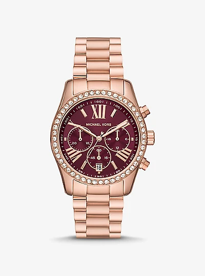 Montre Lexington de ton or rose à pavé