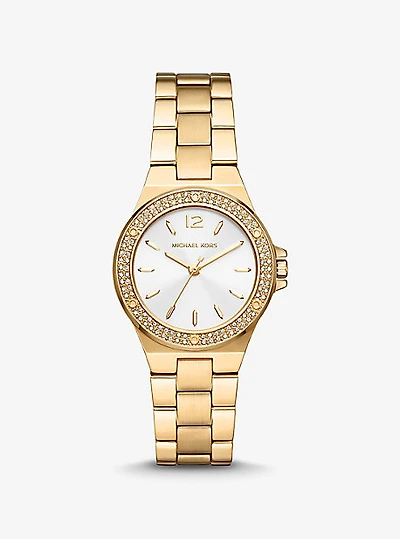 Mini Lennox Pavé Gold-Tone Watch