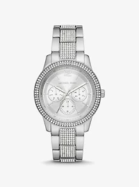 Montre Tibby surdimensionnée argentée à pavé