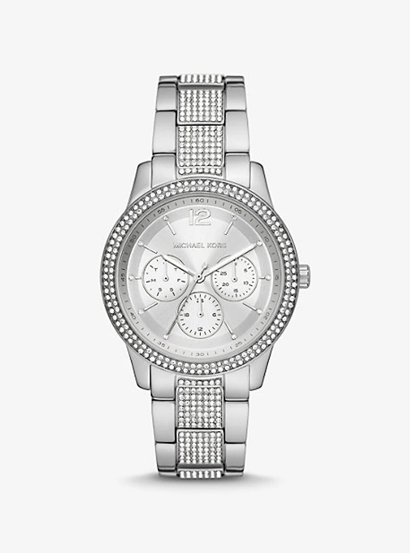 Montre Tibby surdimensionnée argentée à pavé