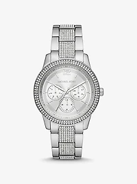 Montre Tibby surdimensionnée argentée à pavé