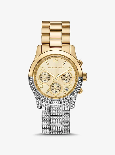 Montre Runway mince à deux tons et à pavé