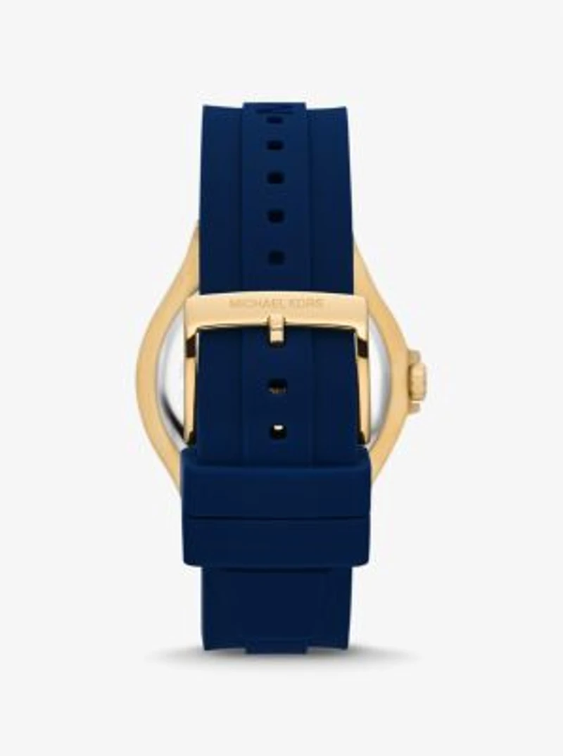 Montre Lennox surdimensionnée dorée à pavé et à bracelet en silicone