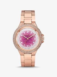 Montre Camille surdimensionnée de ton or rose à pavé à effet ombré