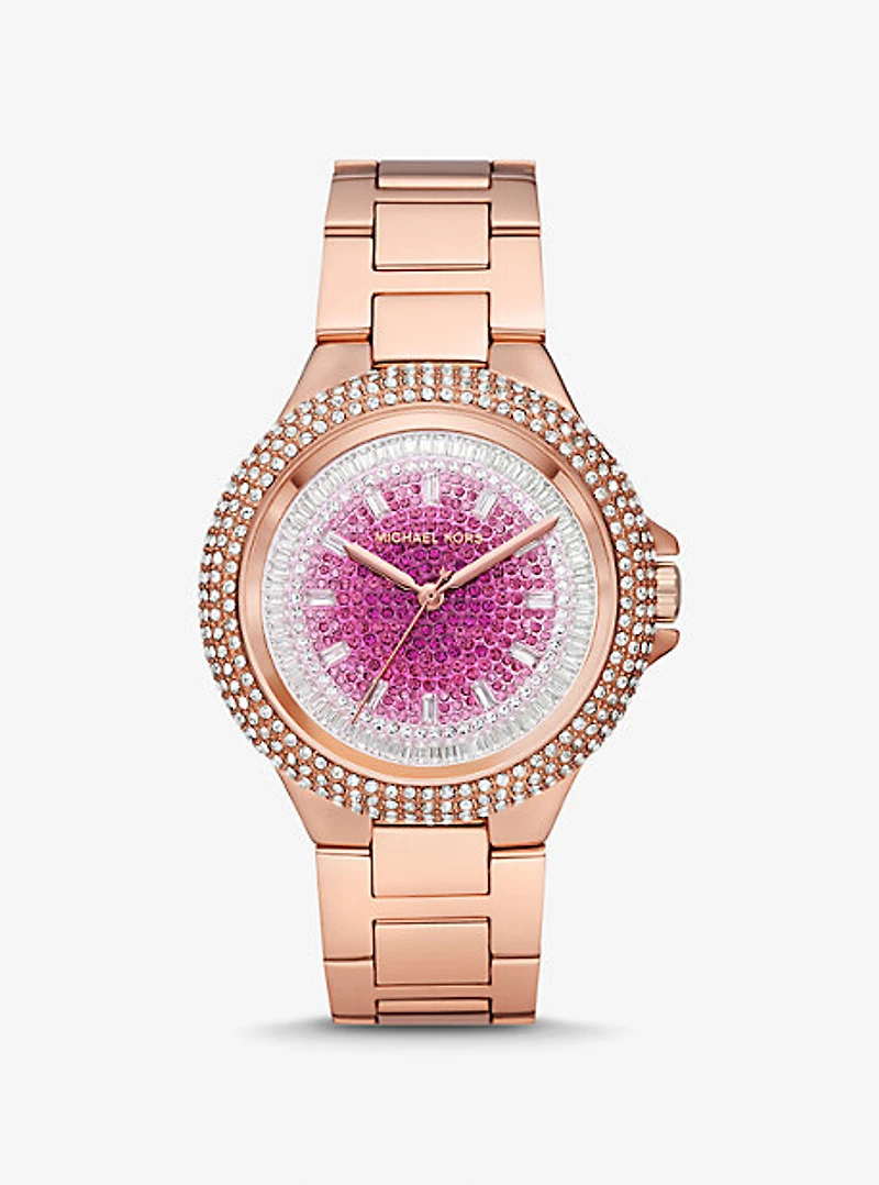 Montre Camille surdimensionnée de ton or rose à pavé à effet ombré