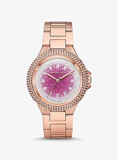 Montre Camille surdimensionnée de ton or rose à pavé à effet ombré