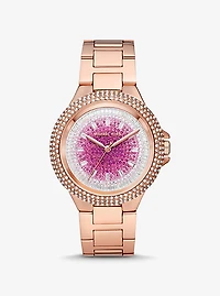 Montre Camille surdimensionnée de ton or rose à pavé à effet ombré