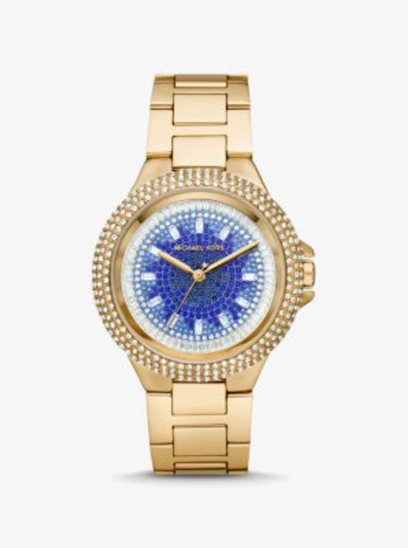 Montre Camille surdimensionnée dorée à pavé à effet ombré