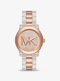 Runway Pavé Rose Gold-Tone and Acetate Watch