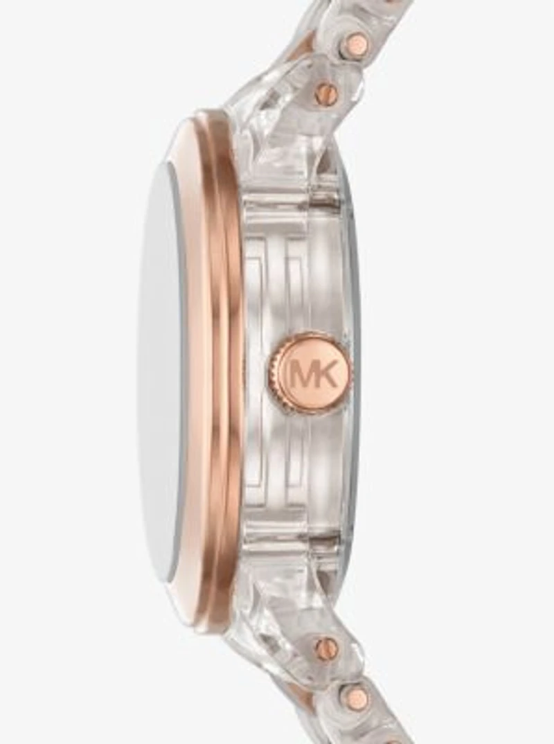 Runway Pavé Rose Gold-Tone and Acetate Watch
