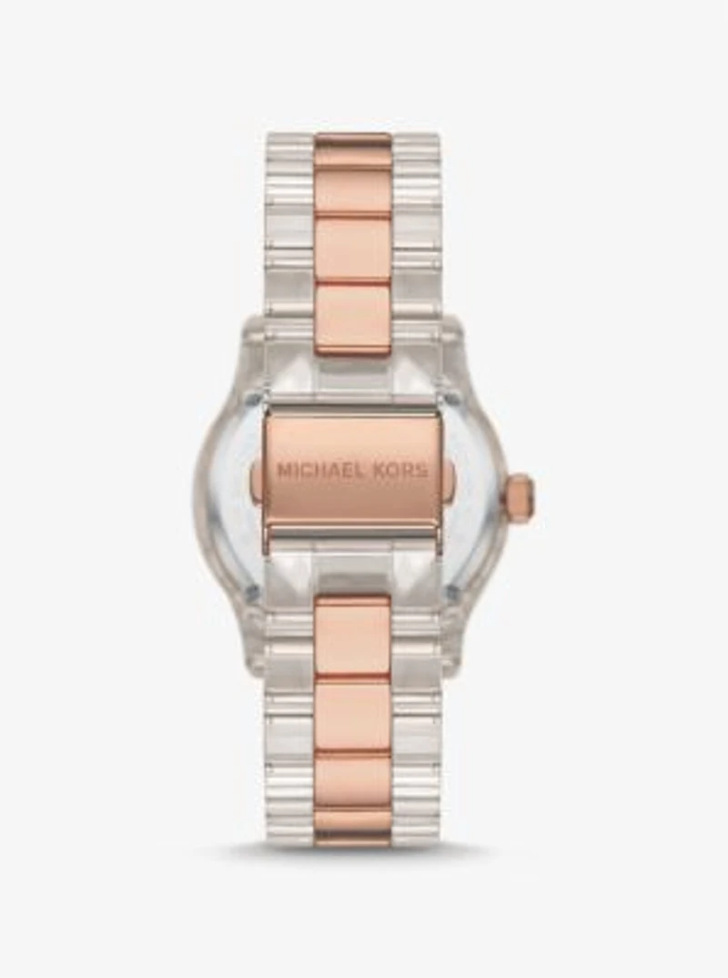 Runway Pavé Rose Gold-Tone and Acetate Watch