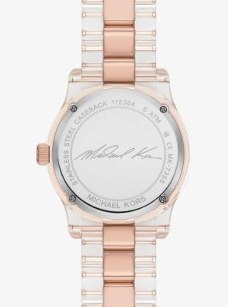 Runway Pavé Rose Gold-Tone and Acetate Watch