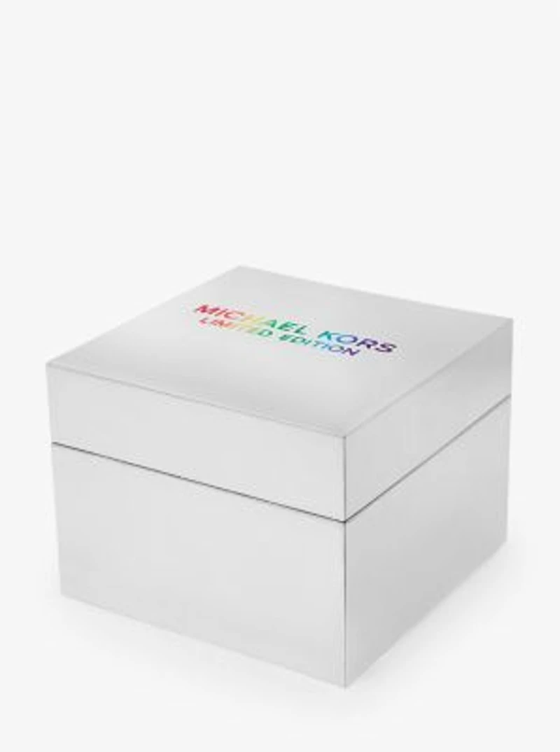 Montre Raquel surdimensionnée argentée à pavé arc-en-ciel de la Fierté en édition limitée