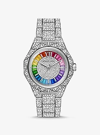 Montre Raquel surdimensionnée argentée à pavé arc-en-ciel de la Fierté en édition limitée