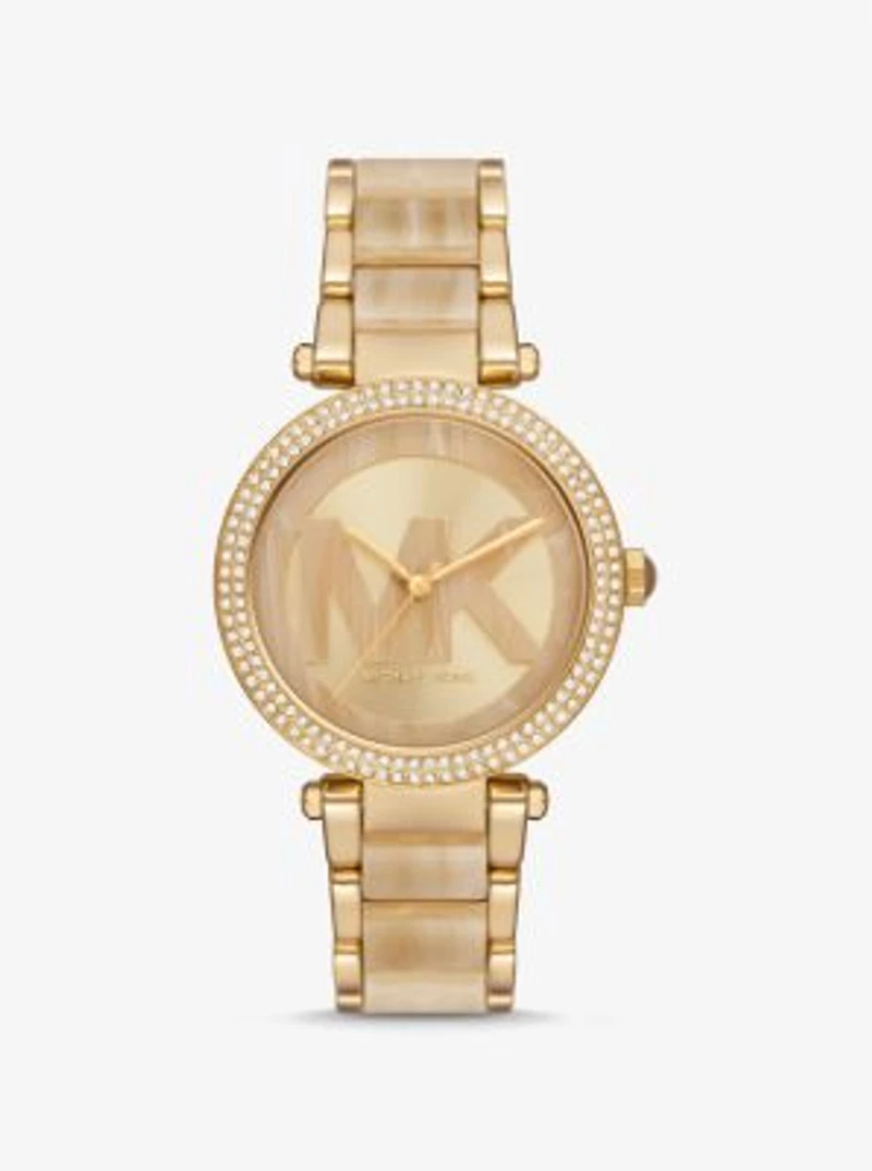 Parker Pavé Gold-Tone and Acetate Watch