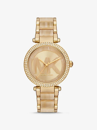 Parker Pavé Gold-Tone and Acetate Watch