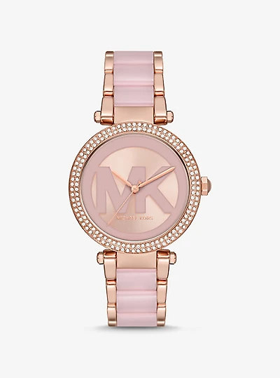 Parker Pavé Rose Gold-Tone and Acetate Watch
