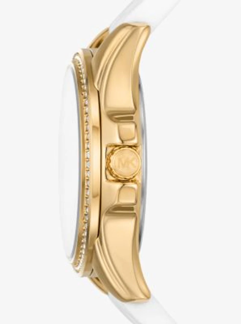 Mini Pilot Pavé Gold-Tone and Logo Silicone Watch